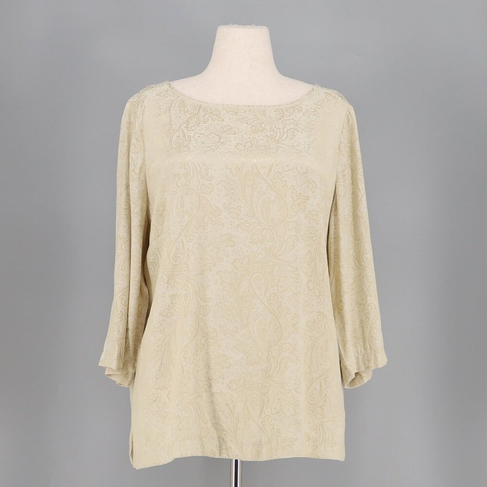 NWT CHICO'S Metallic Jacquard Pullover 3/4 Sleeves Gold Size 3 (XL/16)
